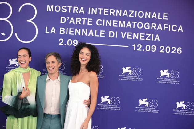 September 6, 2026, Venice, Italy: Mexican actress Esperanza Pimentel, Mexican director Gael Garcia Bernal and Brazilian actress DÃ bora Nascimento attend the photocall of the film Hombre al agua during the 83rd Venice International Film Festival. Venice Italy  - ZUMAs197 20260906_aaa_s197_099 Copyright: xMarcoxBaradax