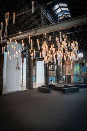 Berlin Reinickendorf; Wilhelm Hallen Wilhelmhallen an der Kopenhagener Straße, denkmalgeschütztes ehemaliges Industrieareal, neu entstehendes Zentrum der Kreativwirtschaft; Kunstfestival Hallen 07 Berlin Art Week 2026 - 07.09.2026 Berlin