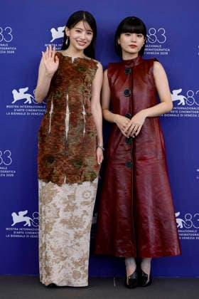 September 7, 2026, Venice, ITALY: Japanese actor Natsuki Deguchi (L) and Aju Makita pose for the photocall of the ˜Look Back at the 83rd annual Venice International Film Festival, in Venice, Italy, 07 September 2026. The movie is presented in official competition Venezia83 at the festival running from 02 to 12 September 2026. ANSA FABIO FRUSTACI. Venice ITALY  - ZUMAa110 20260907_zaf_a110_022 Copyright: xFabioxFrustacix
