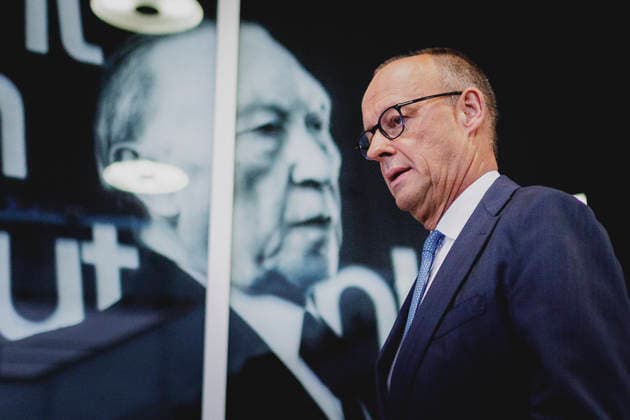 Friedrich Merz (CDU), Bundeskanzler, aufgenommen im Rahmen einer Pressekonferenz als Reaktion auf die Landtagswahl in Sachsen-Anhalt in Berlin, 07.09.2026. Mit rund 44% hat die AfD (Alternative fuer Deutschland) die Landtagswahl deutlich vor der CDU mit rund 17,5% gewonnen. Berlin Deutschland Copyright: xFlorianxGaertnerx