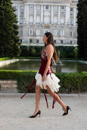 September 7, 2026, Madrid, Spain: A model parades with MadModa design during OMODA and Fashion Week Madrid in Madrid Jardines de Sabatini in Madrid. 7 of September of 2026 Spain Madrid Spain - ZUMAs197 20260907_aaa_s197_394 Copyright: xAtilanoxGarciax