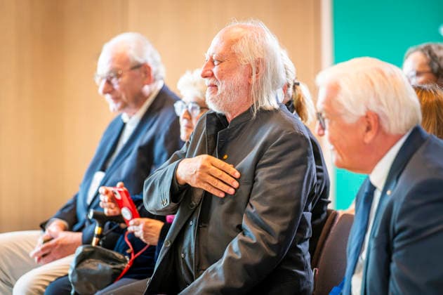 Pr Steinmeier + Laszlo Krasznahorkai EUR, Deutschland, Berlin, 08.09.2026: Verleihung des Großen Verdienstkreuzes mit Stern des Verdienstordens der Bundesrepublik Deutschland an den Nobelpreisträger für Literatur Laszlo Krasznahorkai durch BPr Steinmeier.