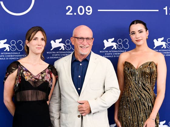 IPA88269054 - Venice, 83rd Venice International Film Festival 2026 - Day 7. Photocall for the film Musk. Pictured: ZoÃ« Schiffer, Alex Gibney, Ashley St. Clair  Copyright: xAlbertoxTerenghix xPoolxPhotoxEventsx08x IPA88269054