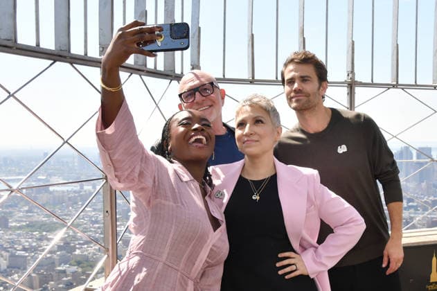 NEW YORK, NY - SEPTEMBER 8: Celia Rose Gooding, Akiva Goldsman, Melissa Navia and Paul Wesley pictured as the cast of Star Trek light the Empire State Building in celebration of the 60th Anniversary of Star Trek on September 8, 2026 in New York City. Copyright: xmpi099 MediaPunchx