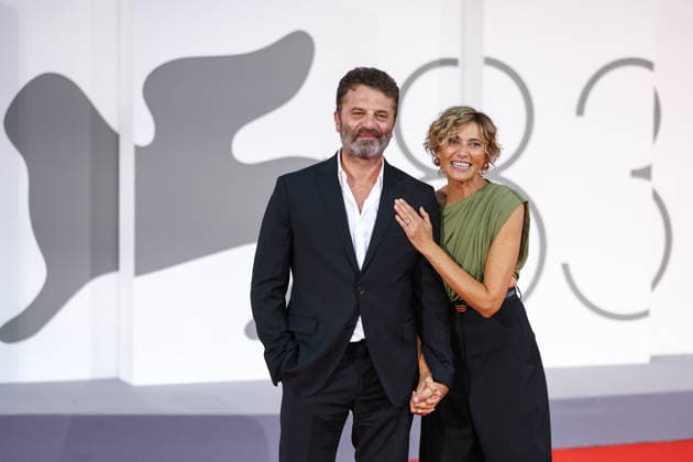 September 8, 2026, Venice Lido, Veneto, Italy: GUIDO CAPRINO and ANNA FOGLIETTA during the red carpet arrivals ahead of the Premiere screening of the movie Bunker at the 83rd Venice Film Festival at Sala Grande in Venice Lido, Italy. Venice Lido Italy  - ZUMAc179 20260908_zep_c179_217 Copyright: xMickaelxChavetx