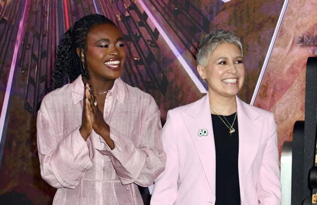 NEW YORK, NY, SEPTEMBER 8: Celia Rose Gooding and Melissa Navia, pictured as members of the Star Trek cast, light up the Empire State Building to celebrate the 60th anniversary of Star Trek on September 8, 2026, in New York City. Credit: AdMedia, New York City, USA  - ZUMAa123 20260908_zaa_a123_073 Copyright: xJohnxFyckex