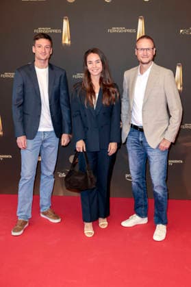 Eike Köhler, Kim Kristin Mauch und Björn Kurtenbach bei der Verleihung des Deutschen Fernsehpreises 2026 - Die Nacht der Kreativen in der Flora. Köln, 08.09.2026