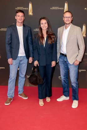Eike Köhler, Kim Kristin Mauch und Björn Kurtenbach bei der Verleihung des Deutschen Fernsehpreises 2026 - Die Nacht der Kreativen in der Flora. Köln, 08.09.2026