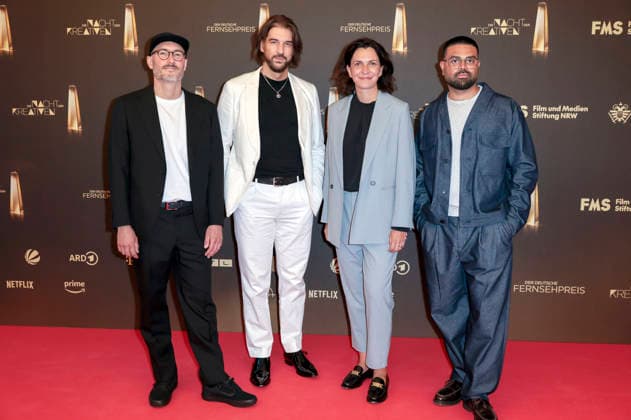 Marco Rottig, David Gesslbauer, Gast und Wesley William Salamone bei der Verleihung des Deutschen Fernsehpreises 2026 - Die Nacht der Kreativen in der Flora. Köln, 08.09.2026