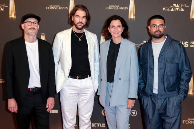 Marco Rottig, David Gesslbauer, Gast und Wesley William Salamone bei der Verleihung des Deutschen Fernsehpreises 2026 - Die Nacht der Kreativen in der Flora. Köln, 08.09.2026