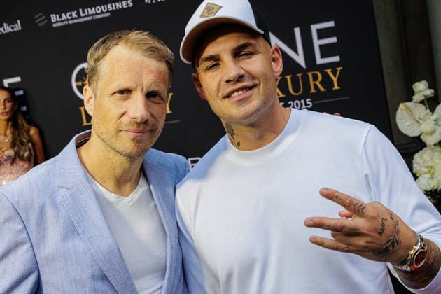 08.09.2026. Bonn. (l-r) Patchworkboys - Oliver Pocher und Pietro Lombardi beim Private Summer Gathering by One Luxury in der Villa Stella Rheni in Bonn. Bonn Villa Stella Rheni Nordrhein-Westfalen Deutschland