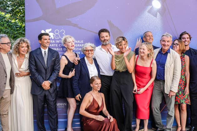Cast and crew with Paolo Del Brocco, Valeria Golino, Paolo Sopranzetti, Ksenia Borzak, Guido Caprino, Anna Foglietta, and Alba Rohrwacher attending the screening of *Una Storia* during the 83rd Venice International Film Festival at Sala Darsena on September 8, 2026, in Venice, Italy. Lucia Sabatelli, Venice, Italy Copyright: xLuciaxSabatellix xBestimagexLuciaxSabatellix xBestimagex