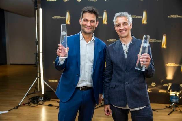 ABB KREATIVE- Preistraeger Auszeichnung Die Auszeichnung für das Beste Buch Unterhaltung geht an Christian Ehring und Dietmar Jacobs zu Gast bei der Gala Die Nacht der Kreativen Der Deutsche Fernsehpreis 2026 in der Flora am 08.09.2026 in Koeln NRW Deutschland