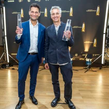 ABB KREATIVE- Preistraeger Auszeichnung Die Auszeichnung für das Beste Buch Unterhaltung geht an Christian Ehring und Dietmar Jacobs zu Gast bei der Gala Die Nacht der Kreativen Der Deutsche Fernsehpreis 2026 in der Flora am 08.09.2026 in Koeln NRW Deutschland