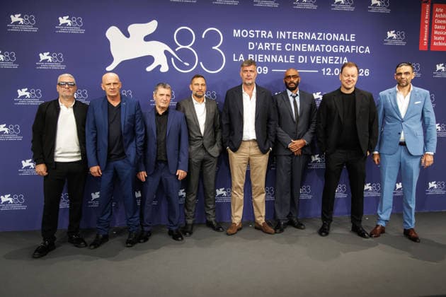 September 9, 2026, Venice, Italy: French director Jerome Pierrart and the cast and crew of the film attends the photocall of the film La Moula during the 83rd Venice International Film Festival in Venice, Italy. Venice Italy  - ZUMAs197 20260909_aaa_s197_040 Copyright: xMarcoxBaradax