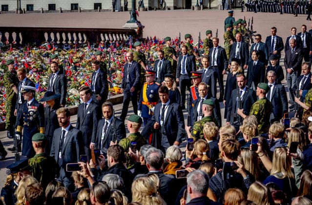 09-09-2026 Funeral of King Harald of Norway during a royal procession from the Royal Palace Chapel to the Cathedral in Oslo. Grandduke Guillaume and Grandduchess Stephanie and Grandduke Henri Prince Alois of Liechtenstein and Princess Sophie Prince Akishino and Princess Kiko Prince William and Princess Anne ( The Princess Royal ) Â  Copyright: xPPEx