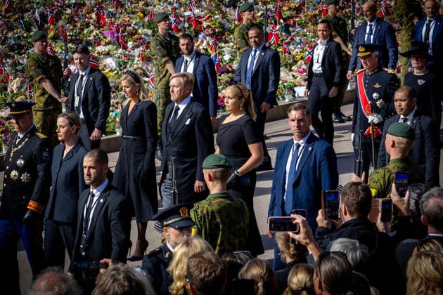 09-09-2026 Funeral of King Harald of Norway during a royal procession from the Royal Palace Chapel to the Cathedral in Oslo. King Willem-Alexander and Queen Maxima and Princess Amalia Â  Copyright: xPPEx
