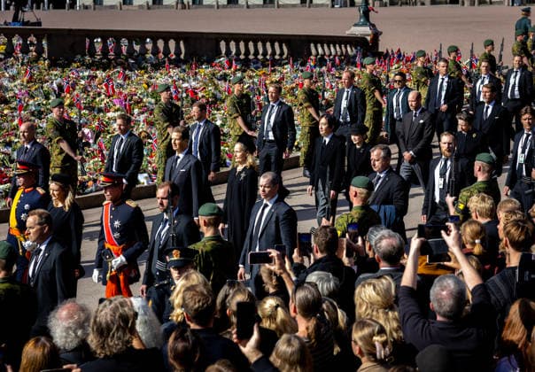 09-09-2026 Funeral of King Harald of Norway during a royal procession from the Royal Palace Chapel to the Cathedral in Oslo. Grandduke Guillaume and Grandduchess Stephanie and Grandduke Henri Prince Alois of Liechtenstein and Princess Sophie Prince Akishino and Princess Kiko Prince William and Princess Anne ( The Princess Royal ) Â  Copyright: xPPEx