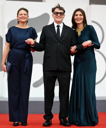 September 9, 2026, Venice, ITALY: (L-R) Ukrainian actor Radmila Shchogolieva, Russian director Ilya Khrzhanovsky and Greek actor Maria Nafpliotou arrive for the premiere of Dau during the 83rd Venice Film Festival in Venice, Italy, 09 September 2026. The movie is presented in official competition Venezia 83 at the festival running from 02 to 12 September 2026. ANSA ETTORE FERRARI. Venice ITALY  - ZUMAa110 20260909_zaf_a110_055 Copyright: xEttorexFerrarix