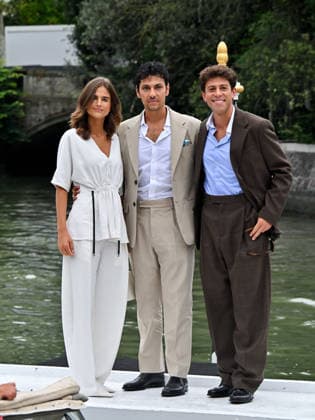 IPA88318264 - Venice, 83rd Venice International Film Festival 2026 - Day 8. Arrivals at the Hotel Excelsior pier. Pictured: Martina Ferragamo, Simone Coppo, Francesco Centorame  Copyright: xManuelexMangiarottix xPoolxPhotoxEventsx08x IPA88318264