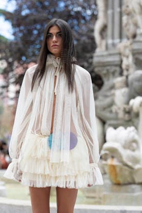 September 9, 2026, Madrid, Spain: A model parades with Maria Lafuente design during the OMODA Fashion Week Madrid at Jardines Sabatini Madrid. Madrid Spain  - ZUMAs197 20260909_aaa_s197_138 Copyright: xAtilanoxGarciax