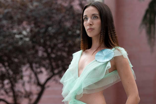 September 9, 2026, Madrid, Spain: A model parades with Maria Lafuente design during the OMODA Fashion Week Madrid at Jardines Sabatini Madrid. Madrid Spain  - ZUMAs197 20260909_aaa_s197_159 Copyright: xAtilanoxGarciax