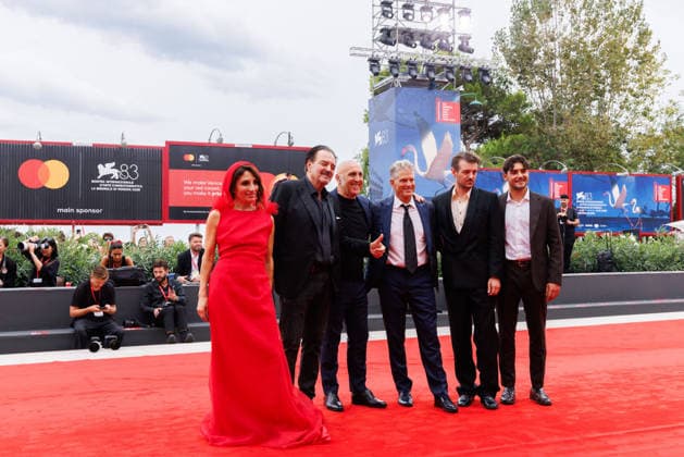 News - Dau Red Carpet - The 83rd Venice International Film Festival (R-L) Antonio Vallebella, Christian De Aguiar, Clayton Norcross, Luciano Luminelli, Sebastiano Somma and Paola Lavini of the movie L ultimo Saluto attend the Dau Screening during the 83rd Venice International Film Festival at Sala Grande on September 09, 2026 in Venice, Italy. Photo: Cinzia Camela. Lido di Venezia Palazzo del Cinema Italy Copyright: xCinziaxCamelax xLiveMediax LPN_2660381