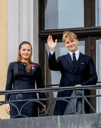 09-09-2026 Norway Princess Ingrid Alexandra and Prince Sverre Magnus after the funeral of King Harald on the balcony at the Royal palace in Oslo. Â  Copyright: xPPEx