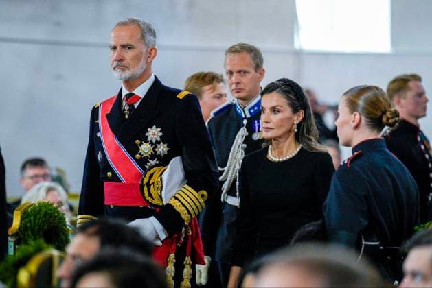 09-09-2026 Funeral of King Harald of Norway during a royal procession from the Royal Palace Chapel to the Cathedral in Oslo. Queen Letizia and King Felipe Â  Copyright: xPPEx