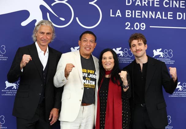 September 9, 2026, Venice Lido, Veneto, Italy: Peter Palandjian, a movie protagonist, Director Barbara Kopple and Hannes Hosp during the Union Town photocall at the 83rd Venice Film Festival at Sala Grande in Venice Lido, Italy. Venice Lido Italy  - ZUMAc179 20260909_zep_c179_077 Copyright: xMickaelxChavetx