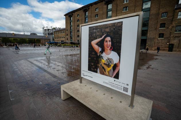Amy Winehouse in Focus Free Exhibition Kings Cross in London, UK - 9 SEP2026. A portrait of Amy Winehouse taken in 2003 by photographer Eva Vermandel seen displayed as part of the ‘Amy Winehouse. Visitors view ‘Amy Winehouse: In Focus’, a free outdoor photography exhibition at Granary Square and King’s Boulevard in King’s Cross, London. The exhibition features defining and previously unseen photographs of the late singer, offering an intimate portrait of her life and career and marking 20 years since the release of her acclaimed album ‘Back to Black’. The exhibition runs from 1 September to 15 October 2026. London United Kingdom Copyright: xJamesxWilloughbyx xSOPAxImagesx JWILLOUGHBY_3325