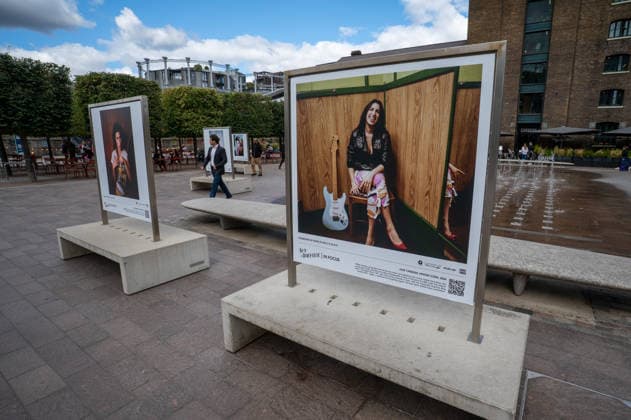 Amy Winehouse in Focus Free Exhibition Kings Cross in London, UK - 9 SEP2026. Two portraits of Amy Winehouse seen displayed as part of the ‘Amy Winehouse. Visitors view ‘Amy Winehouse: In Focus’, a free outdoor photography exhibition at Granary Square and King’s Boulevard in King’s Cross, London. The exhibition features defining and previously unseen photographs of the late singer, offering an intimate portrait of her life and career and marking 20 years since the release of her acclaimed album ‘Back to Black’. The exhibition runs from 1 September to 15 October 2026. London United Kingdom Copyright: xJamesxWilloughbyx xSOPAxImagesx JWILLOUGHBY_3330