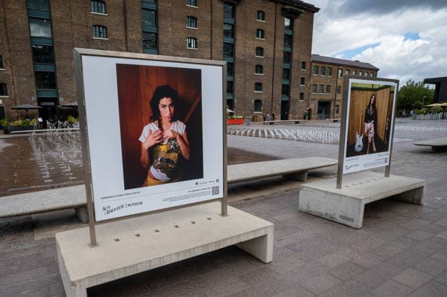 September 9, 2026, London, United Kingdom: Two portraits of Amy Winehouse seen displayed as part of the ˜Amy Winehouse. Visitors view ˜Amy Winehouse: In Focus™, a free outdoor photography exhibition at Granary Square and King™s Boulevard in King™s Cross, London. The exhibition features defining and previously unseen photographs of the late singer, offering an intimate portrait of her life and career and marking 20 years since the release of her acclaimed album ˜Back to Black™. The exhibition runs from 1 September to 15 October 2026. London United Kingdom - ZUMAs197 20260909_aaa_s197_589 Copyright: xJamesxWilloughbyx