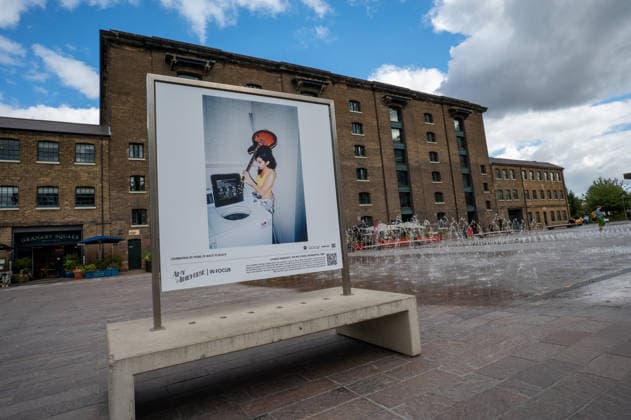 September 9, 2026, London, United Kingdom: A portrait of Amy Winehouse by photographer Charles Moriarty, taken in 2003 seen displayed as part of the ˜Amy Winehouse. Visitors view ˜Amy Winehouse: In Focus™, a free outdoor photography exhibition at Granary Square and King™s Boulevard in King™s Cross, London. The exhibition features defining and previously unseen photographs of the late singer, offering an intimate portrait of her life and career and marking 20 years since the release of her acclaimed album ˜Back to Black™. The exhibition runs from 1 September to 15 October 2026. London United Kingdom - ZUMAs197 20260909_aaa_s197_593 Copyright: xJamesxWilloughbyx