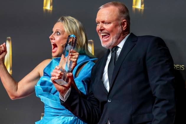 ABB FERNSEHPREIS- Barbara Schoeneberger und Stefan Raab Preistraeger mit dem Fernsehpreis zu Gast auf dem roten Teppich bei der Gala zr verleihung des Der Deutsche Fernsehpreis 2026 iim Confex Center am 09.09.2026 in Koeln NRW Deutschland