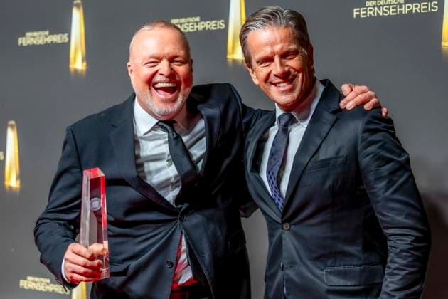 ABB FERNSEHPREIS- Stefan Raab Markus Lanz Preistraeger mit dem Fernsehpreis zu Gast auf dem roten Teppich bei der Gala zr verleihung des Der Deutsche Fernsehpreis 2026 iim Confex Center am 09.09.2026 in Koeln NRW Deutschland