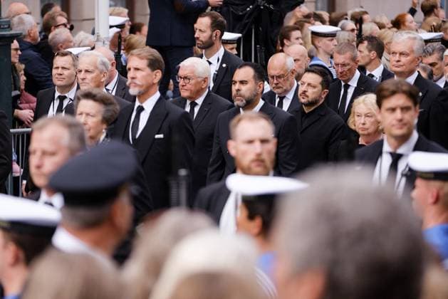 Praesident Wolodymyr Selenskyj bei der Trauerfeier fuer Koenig Harald am 09.09.2026 in Oslo Frank Walther STEINMEIER, Praesident Wolodymyr Selenskyj bei der Trauerfeier fuer Koenig Harald am 09.09.2026 in Oslo. Working Visit of the President of Ukraine to Norway. Press Service Of The President Of Ukraine via SVEN SIMON Fotoagentur GmbH & Co. Pressefoto KG Oslo Norwegen