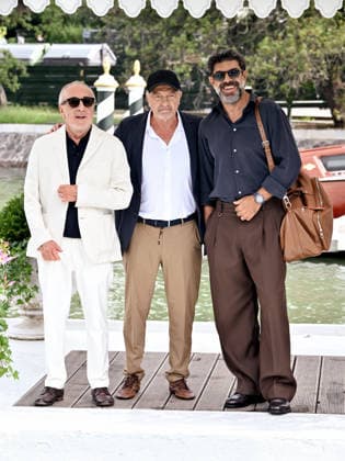 IPA88347996 - Venice, 83rd Venice International Film Festival 2026 - Day 9 - Arrivals at the Excelsior Hotel™s pier - Pictured: Pierfrancesco Favino, Giovanni Veronesi, Silvio Orlando  Copyright: xSimonexComix xPoolxPhotoxEventsx08x IPA88347996