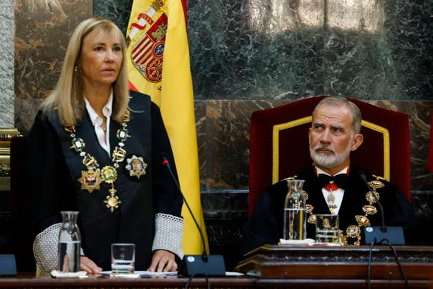 Spain s King Felipe VI (R) chairs the opening ceremony of the Judicial Year at the Supreme Court in Madrid, Spain, 10 September 2026. Judicial Year opening ceremony in Madrid !ACHTUNG: NUR REDAKTIONELLE NUTZUNG!  Copyright: xJ.J.Guillenx GRAF3562 20260910-55021357950_1