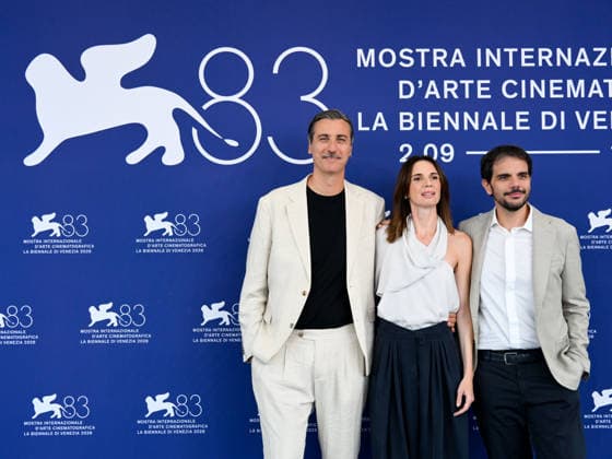 IPA88350408 - Venice, 83rd Venice International Film Festival 2026 - Day 9. Photocall for the TV series Peccato. Pictured: Giulio Somazzi, Emanuela Fanelli, Valerio Vestoso  Copyright: xAlbertoxTerenghix xPoolxPhotoxEventsx08x IPA88350408