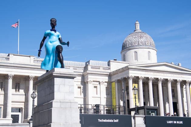 Fourth Plinth Unveiling at Trafalgar Square, London, UK - 10 September, 2026 A general view of Lady in Blue by American Artist Tschabalala Self as it is unveiled on the Fourth Plinth at Trafalgar Square, London, England, UK on Thursday 10 September, 2026., Credit:Justin Ng Avalon UK, England, London, Trafalgar Square Copyright: xJustinxNgx xAvalonx 1133069079