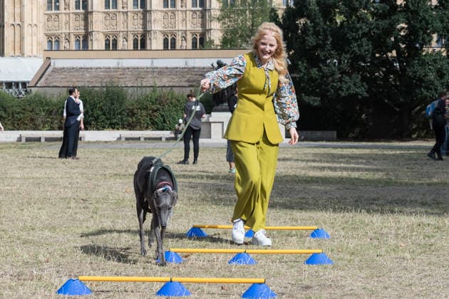 September 10, 2026, London, England, United Kingdom: Hannah Spencer MP and her greyhound Judy take part in the Westminster Dog of the Year competition in the Victoria Tower Gardens. The event is a celebration of the unique bond between dogs and their owners, and gives parliamentarians the opportunity to highlight the important work that they ve undertaken in Parliament on dog related matters, whilst promoting responsible dog ownership. London United Kingdom  - ZUMAs371 20260910_zip_s371_021 Copyright: xWiktorxSzymanowiczx