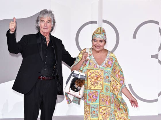 IPA88367524 - Venice, 83rd Venice International Film Festival 2026 - Night 9. Red Carpet for the film *Scherzetto* - Pictured: Ron Moss, Devin DeVasquez, and the dog  Copyright: xSimonexComix xPoolxPhotoxEventsx08x IPA88367524