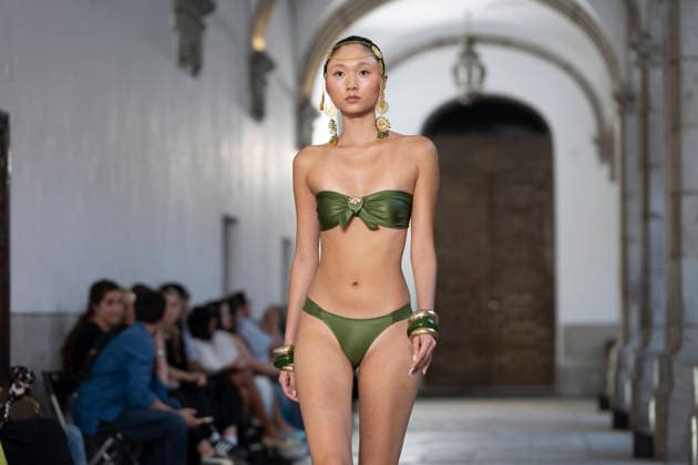 September 10, 2026, Madrid, Spain: A model parades with Dolores Cortes design during the OMODA Fashion Week en ISE San Isidro in Madrid. Madrid Spain  - ZUMAs197 20260910_aaa_s197_604 Copyright: xAtilanoxGarciax