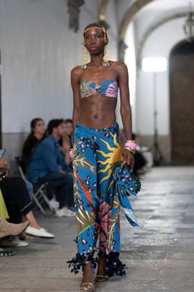September 10, 2026, Madrid, Spain: A model parades with Dolores Cortes design during the OMODA Fashion Week en ISE San Isidro in Madrid. Madrid Spain  - ZUMAs197 20260910_aaa_s197_623 Copyright: xAtilanoxGarciax