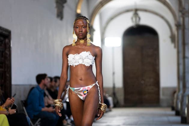 September 10, 2026, Madrid, Spain: A model parades with Dolores Cortes design during the OMODA Fashion Week en ISE San Isidro in Madrid. Madrid Spain  - ZUMAs197 20260910_aaa_s197_630 Copyright: xAtilanoxGarciax