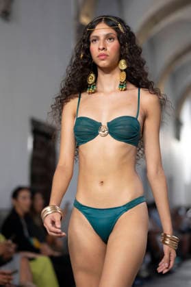 September 10, 2026, Madrid, Spain: A model parades with Dolores Cortes design during the OMODA Fashion Week en ISE San Isidro in Madrid. Madrid Spain  - ZUMAs197 20260910_aaa_s197_644 Copyright: xAtilanoxGarciax