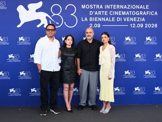 IPA88397251 - Venice, 83rd Venice International Film Festival 2026 - Day 10. Photocall for the film Kami Nour. Pictured: Ali Asgari, Forouzan Jamshidnejad, Missagh Zareh, Sadaf Asgari  Copyright: xAlbertoxTerenghix xPoolxPhotoxEventsx08x IPA88397251