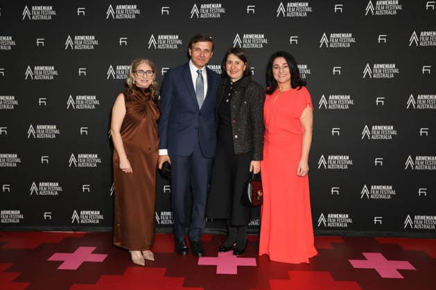 September 11, 2026: Festival Co-Founders MARGARET CHATER (L), ARTHUR MOSES (2nd L), GLADYS BEREJIKLIAN (2nd R) and HOURIE DEMIRJIAN (R) attends the 2026 Armenian Film Festival Australia Opening Night at Event Cinemas Top Ryde on September 11, 2026 in Sydney, NSW Australia  - ZUMAa155 20260911_aaa_a155_009 Copyright: xChristopherxKhouryx