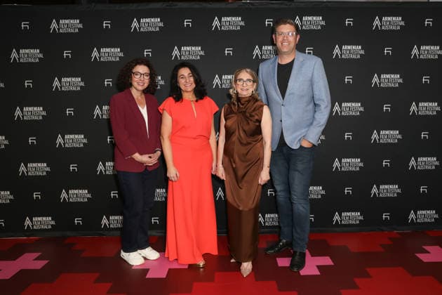 September 11, 2026: Festival Co-Founders HOURIE DEMIRJIAN (2nd L) and MARGARET CHATER (2nd R) and JEROME LAXALE attends the 2026 Armenian Film Festival Australia Opening Night at Event Cinemas Top Ryde on September 11, 2026 in Sydney, NSW Australia  - ZUMAa155 20260911_aaa_a155_021 Copyright: xChristopherxKhouryx